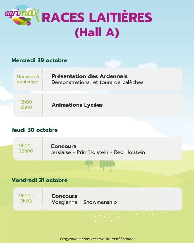 Programme Races laitières (Hall A)